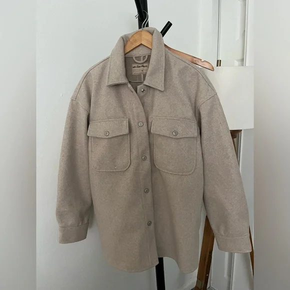 NWOT FREE PEOPLE WE THE FREE Lola Shirt Jacket | Beige/Melange MSRP $168 - Picture 7 of 11